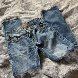 American Eagle Outfitters Men's Faded Blue Slim Straight Jeans